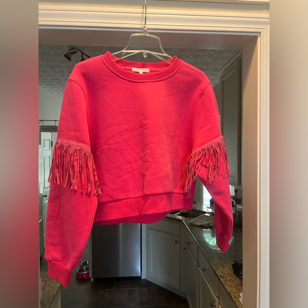 Pink Western Fringe Sweatshirt - Picture 1 of 4